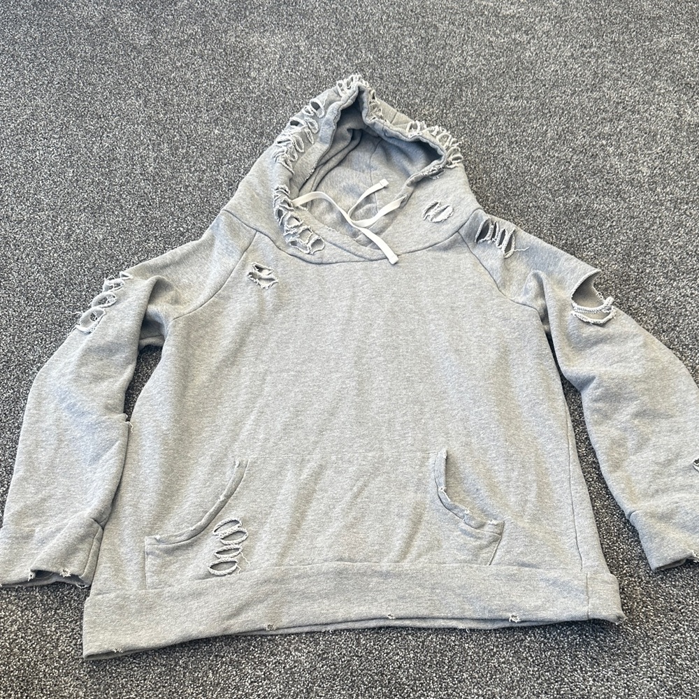 Chelsea DeBoer Distressed Gray Hoodie